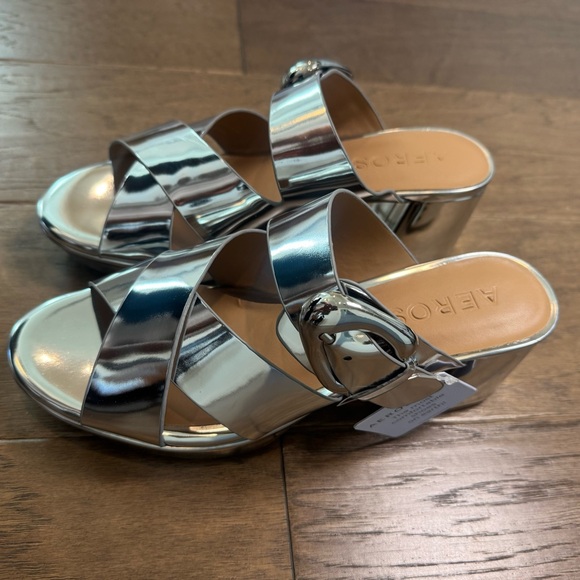 AEROSOLES Metallic Silver Mules - Picture 7 of 11